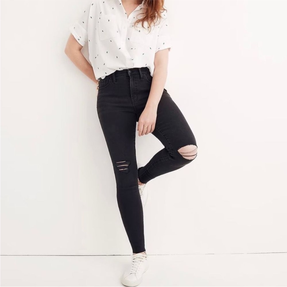 Madewell 9” High Riser Distressed Skinny Jeans